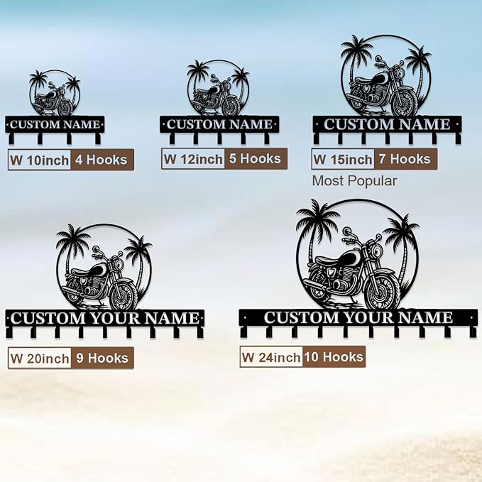 Custom Motorcycle Garage Metal Wall Hooks,Key Holder-Personalized Iron Wall Decor for Keys, Coats & Home (Black, Handmade,Decorative,Entryway, Bedroom,Man Cave) (Style I)