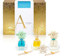 AGRARIA at The Beach PetiteEssence Collection, Handmade Sola Flower Reed Diffuser Set of 3, Luxury Home Fragrance Scented Oil Diffuser Gift Set