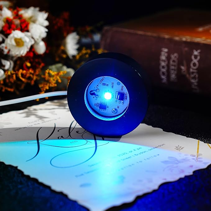 ZEERSHEE 2Pcs Wooden LED Light Base for Acrylic Resin Crystal Art - 7 Color Cycle with USB Cable Display Stand Round Lighted Pedestal for 3D Crystal Sphere (2.3" Holder)