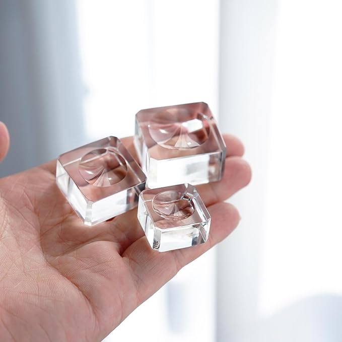 ZEERSHEE 6 Pack Square Crystal Display Bases for 3D Laser Balls 6pcs Glass Stands for Crystals Resin Acrylic Art Home Decoration