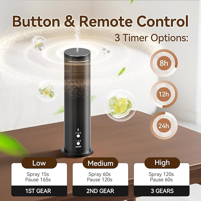 Waterless Essential Oil Diffuser Cold Air Scent Diffuser - 600 sq.ft Large Room Coverage,Wired/Remote/App Control,Black for Home Office Hotel, Fragrance Not Included