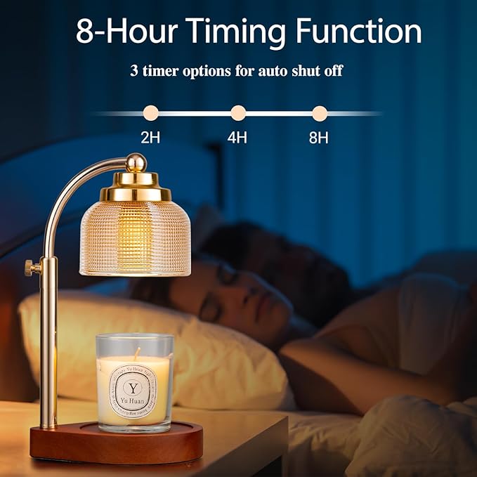 (2 Pack) Candle Warmer Lamp with Timer Dimmer, Birthday Gifts for Women Mom Sister, House Warming Gifts Vintage Home Decor, Adjustable Height Wax Melt Warmer for Jar Candles with 4 Bulbs