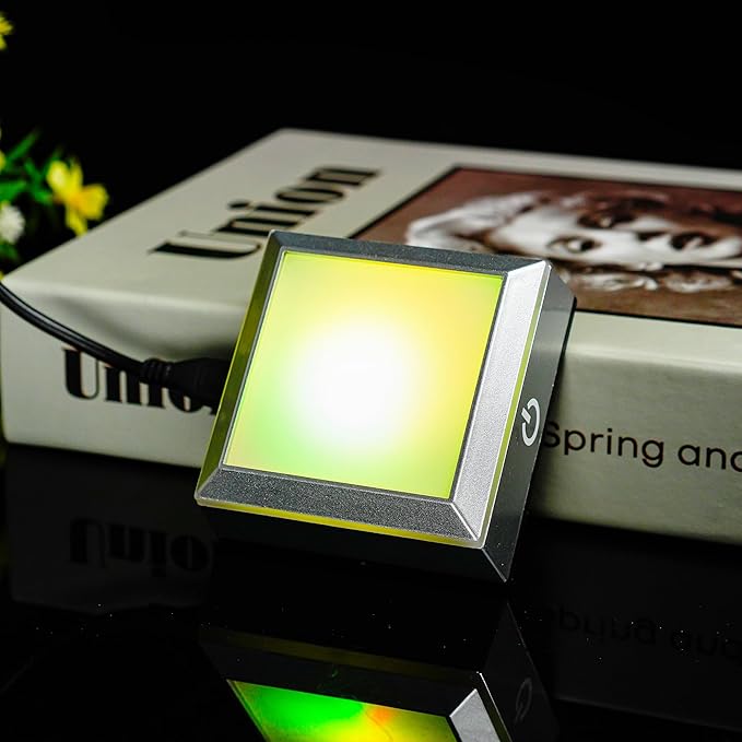 ZEERSHEE 2.6*1.2inch Multicolor LED Light Base for Acrylic 3D Glass Resin Art Lighted Square Display Stand(Flat)