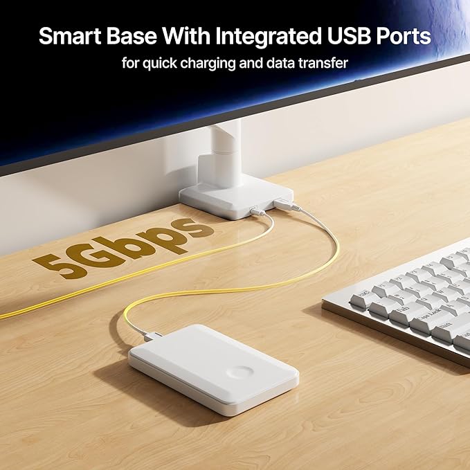 monTEK Single Monitor Arm with USB for Max 45 Inch Ultrawide Screens Adjustable Monitor Desk Mount Holds 35 Lbs Cable Management with C Clamp/Grommet Desk Mount, VESA 75/100mm, MA1007UCWH