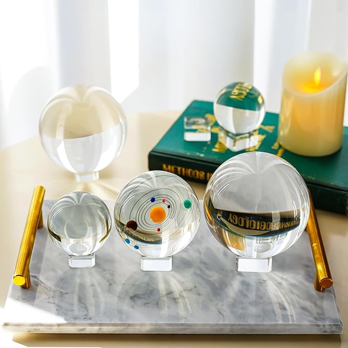 ZEERSHEE 6 Pack Square Crystal Display Bases for 3D Laser Balls 6pcs Glass Stands for Crystals Resin Acrylic Art Home Decoration