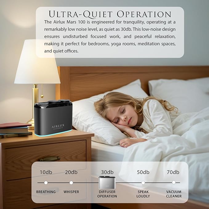 Mars 100 Smart Scent Diffuser, Elixair 3X Cold Air Essential Oil Diffuser up to 800 sq ft Coverage Home, Office, Bathroom, Living Room Decor, Dual 50ml Tanks, Battery Powered (Silver)