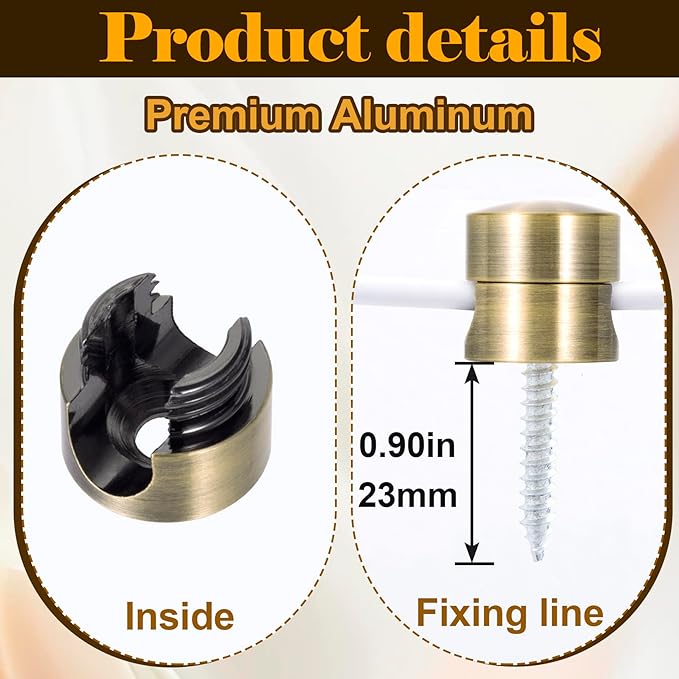 3 Sets Cord Holder Organizer for Nightstands, Adhesive Cable Clips Charger Organizers, Adjustable Metal Cord Holder Wire USB Cable Management for Office Desks Walls- Bronze