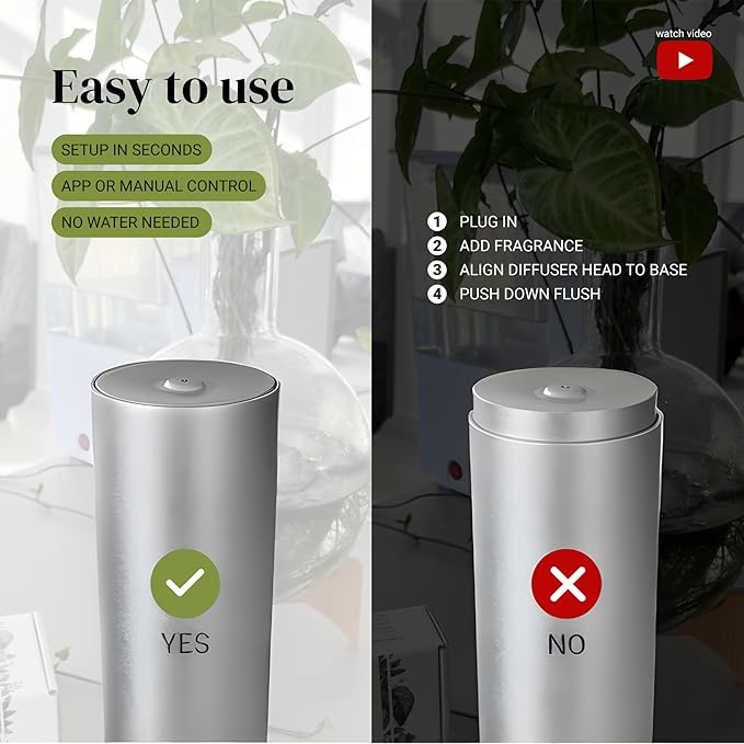 Dynamo Hotel Scent Diffuser – Cold-Air Essential Oil Diffuser for Home & Large Rooms up to 1000 sq ft, App & Manual Control, Hypoallergenic, Includes White Tea Fragrance Sample – Silver