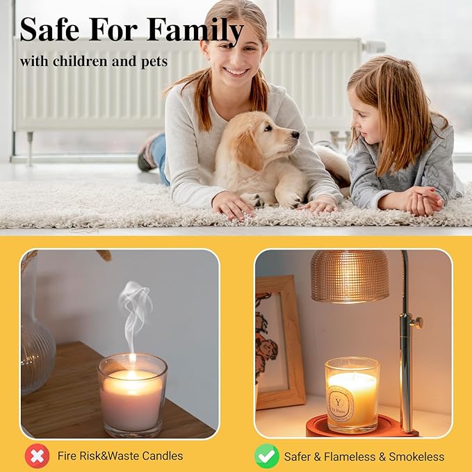 (2 Pack) Candle Warmer Lamp with Timer Dimmer, Birthday Gifts for Women Mom Sister, House Warming Gifts Vintage Home Decor, Adjustable Height Wax Melt Warmer for Jar Candles with 4 Bulbs