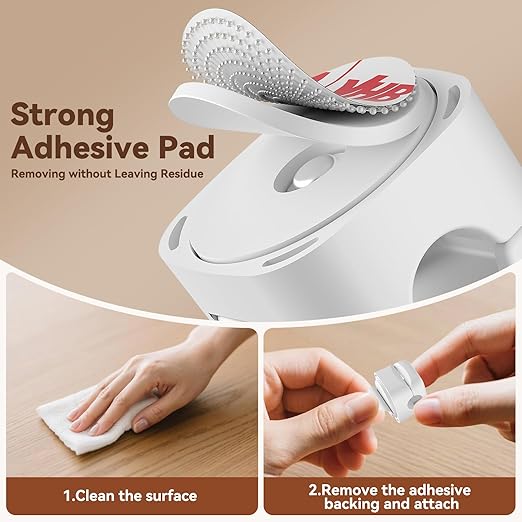 10Pack Rotatable Cord Organizer,Spring Cable Clips Desk Cable Management Cord Holder Adhesive Phone Charger Cord Clips for Home Office Car Wall Nightstand Accessories White