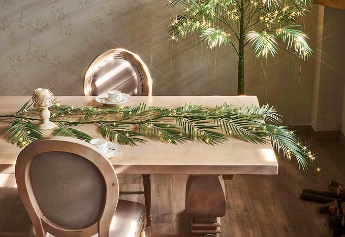 Hairui Lighted Palm Tree 6FT 300 LED Fairy Lights, Faux Plant Tree with Lights for Home Holiday Summer Decoration Indoor Outdoor