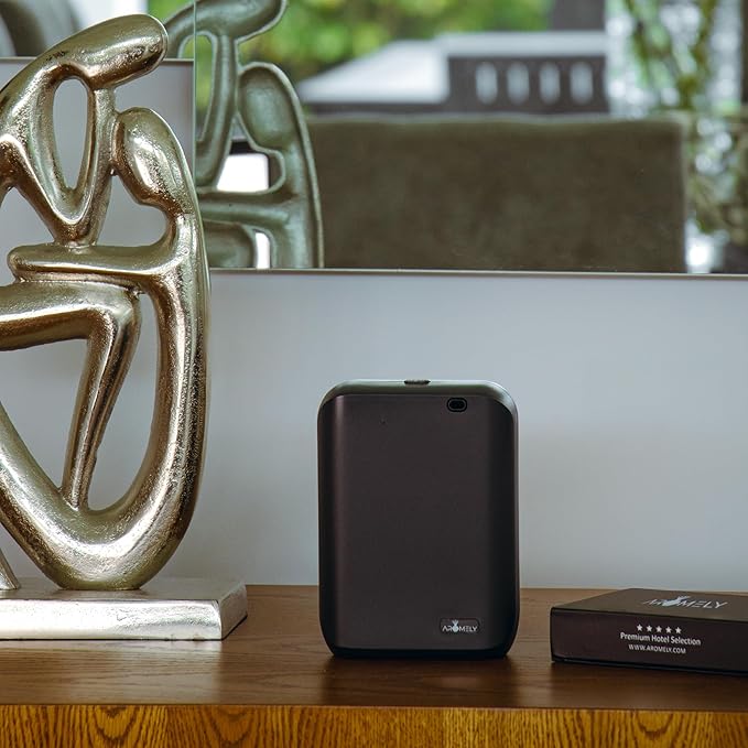 Smart Nebulizing Aromatherapy Scent Diffuser - Waterless Aroma Machine Perfect Air Freshener for Hotel Rooms, Homes or Offices, App Controlled Perfect Aroma Diffuser Up to 1,000 SQFT - Black