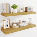 Marsmiles 30" Floating Shelves for Wall, Wooden Shelves with Invisible Brackets Set of 2, Rustic Farmhouse Wall Mounted Shelf for Kitchen Bathroom Living Room Study, Natural Oak