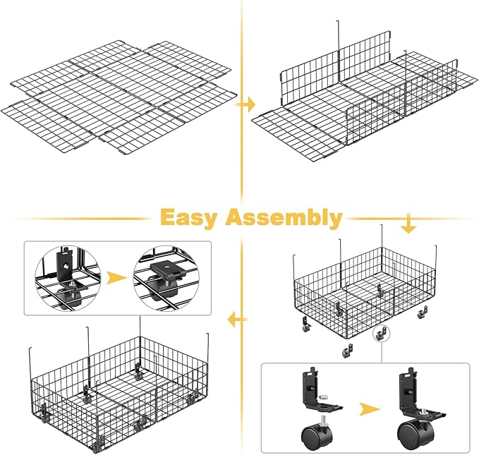 Mr IRONSTONE Under Bed Storage Containers with 6 Wheels | Upgraded Heavy-Duty Metal Frame Holds Up to 80LBS | Space-Saving Rolling Underbed Storage Organizer for Shoes, Clothes & Seasonal Items