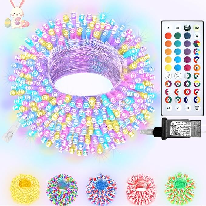 Color Changing Christmas Lights, 35 Colors 33FT 100LED Easter String Lights With Remote Clear Wire, Connectable Waterproof Fairy Lights Plug in for Bedroom Indoor Outdoor Holiday Wedding Party Decor
