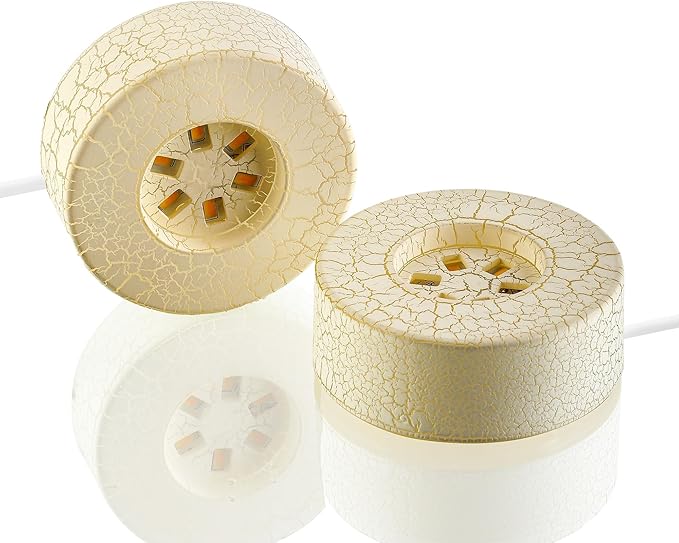 ZEERSHEE 2Pcs Crackle Glaze LED Display Stand for 3D Crystal 2.7*1inch Glass Resin Art Warm Light Lamp Base for Home Decor