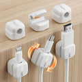 6 Pack Rotatable Cord Organizer,Spring Cable Clips Desk Cable Management Cord Holder Adhesive Phone Charger Cord Clips for Home Office Car Wall Nightstand Accessories White