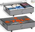 XXXL 78L Under Bed Storage with Wheels, Rolling Storage Containers with Support & Clear Lid, Heavy-Duty Metal Frame, Easy Pull-out, Underbed Storage Bins for Clothes, Shoes, Blankets, and Toys 2 pack