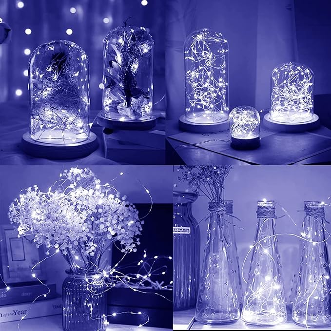 ZNYCYE 50 LED Fairy Lights with Timer, 6 Pack 8.2Ft 8 Modes Battery Operated Fairy Lights, Mini Led String Lights for DIY Wedding Bedroom Mason Jar Vases Table Party Christmas Decoration (Cool White)