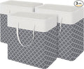 BlissTotes 3-Pack Laundry Basket, Freestanding＆Waterproof Laundry Hamper, Collapsible Tall Clothes Hamper with Easy Carry Handles for Clothes, Towels in the Family and Dorm,Clover Grey,100L