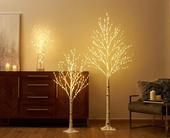 LITBLOOM Lighted Birch Twig Branches Plug in with 8 Function150 Multi Color and Warm White Fairy Lights 30IN for Christmas Holiday Home Decoration Indoor Outdoor