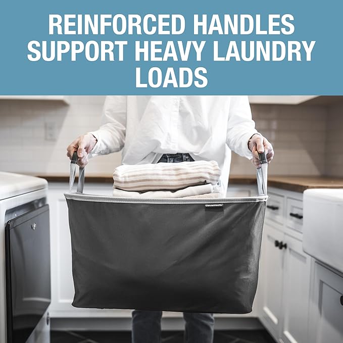CleverMade Collapsible Laundry Basket Hamper - Shadow Stone Gray 2-Pack 60L - Space Saving Storage Organizer with Handles Foldable Home Organization