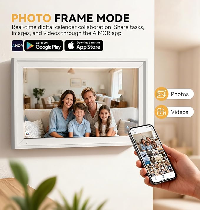 Yofidra Digital Calendar, 15.6" Smart Electronic Calendar with Chore Photo Meal Reward To-do Chart, Wall & Desk Planner for Family Schedule, Wifi Interactive Touchscreen Display with Stand, White