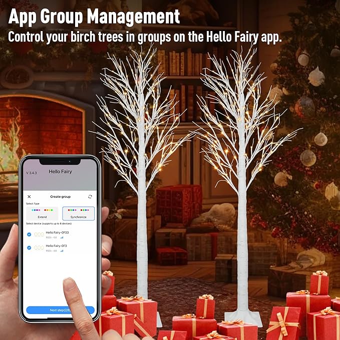 Smart Lighted Birch Twig Tree with Fairy Lights, APP Conrol, 6FT 120 Warm White LEDs, 18 Modes, Dimmable, Schedule, Music Sync Waterproof for Indoor Outdoor Home Christmas Holiday Decorations