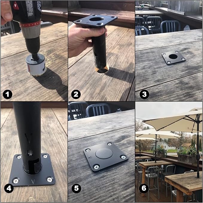 Pilot Rock Patio Buddy - Removable Umbrella Holders for Paios, Tables, Docs, Decks, and Boats - Made in USA