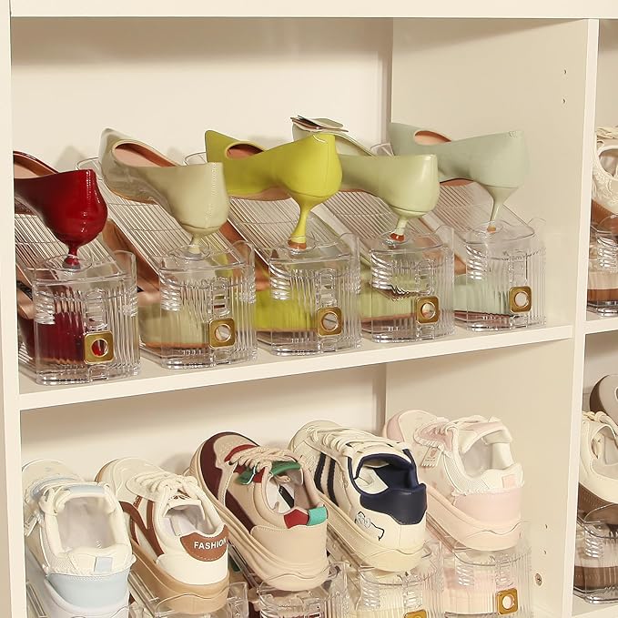 10 Pack Shoe Slots Organizer, Shoe Stackers Organizer for Closet Adjustable Shoe Holder Space Saver 50% Shoes Racks for Closet Organization