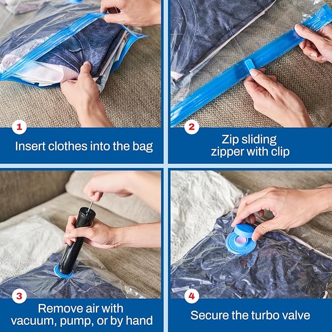 10 Pack Jumbo Vacuum Storage Bags for Comforters, Blankets & Clothes – Jumbo Vacuum Sealed Compression Bags with Hand Pump – Space Saver Storage Bags for Bedding, Moving, Travel & Organization