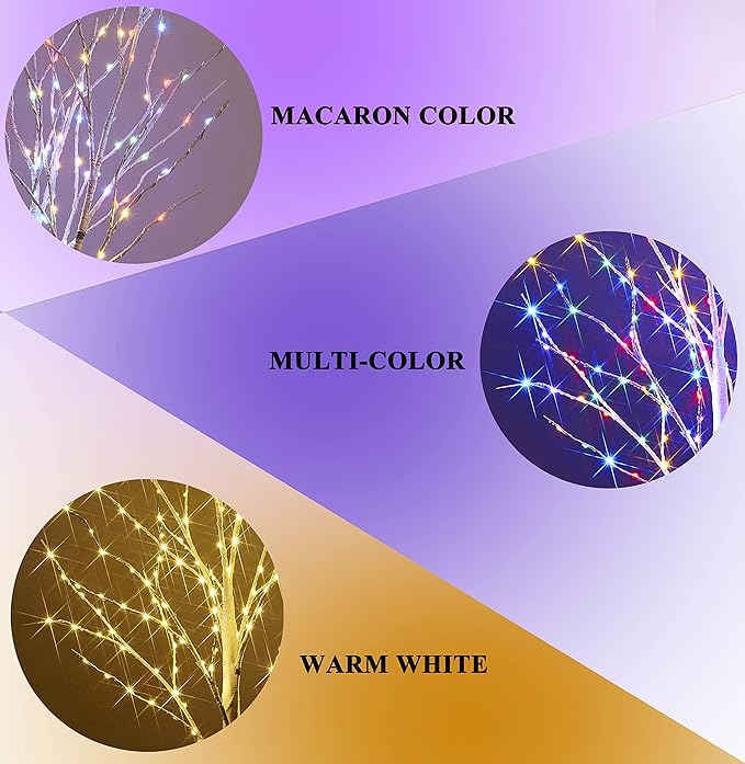 Hairui Lighted Branches 150L 8 Functions Warm White and Multicolor Fairy Lights 30IN for Room Easter Christmas Holiday Decoration