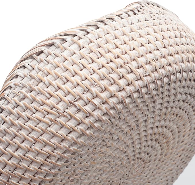 YANGQIHOME Rattan Round Fruit Baskets, Wicker Storage Bowls, Natural Woven Serving Basket Bowls, Decorative Baskets for Kitchen Counter Organizing, Whitewash, Set of 3