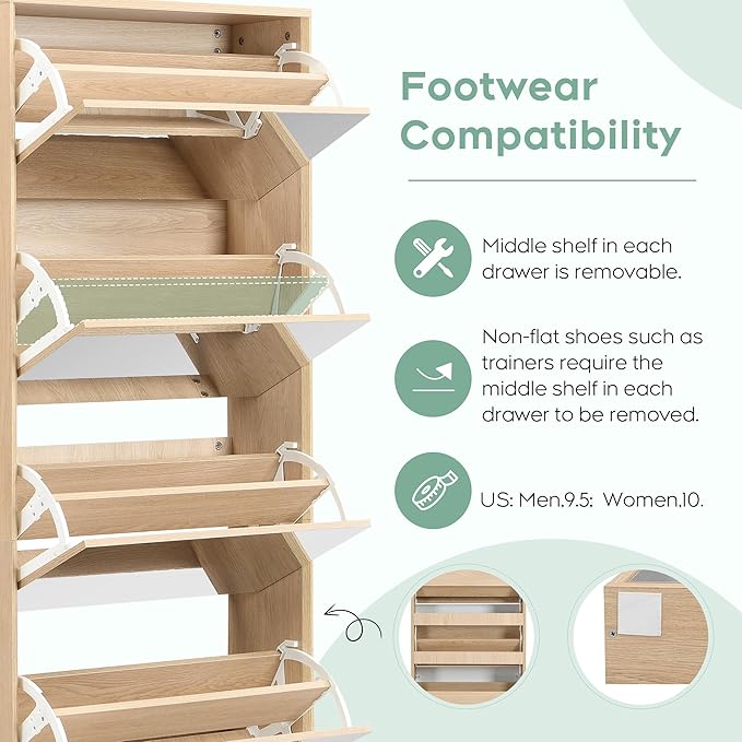 Yechen Mirror Shoe Cabinet with 5 Flip Drawers, Shoe Rack Storage Organizer, Entryway Shoe Cabinet for Front Door,Foyer,Hallway (1 Piece, Mirror Silver)