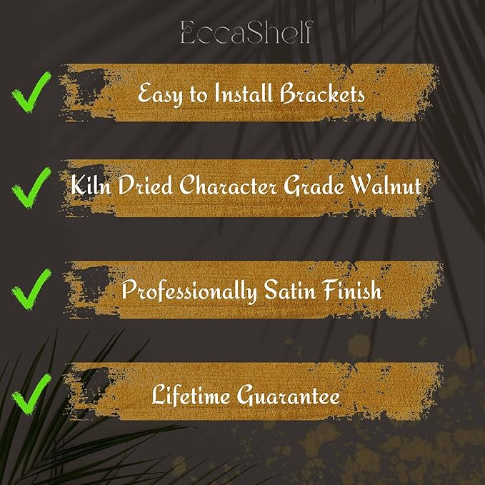 Rustic Live Edge Floating Shelves for Wall, Solid Wood Floating Shelf for Room Wall, Natural Wood Shelves for Bathroom, Floating Real Walnut Wood Shelf (24'' x 6'')