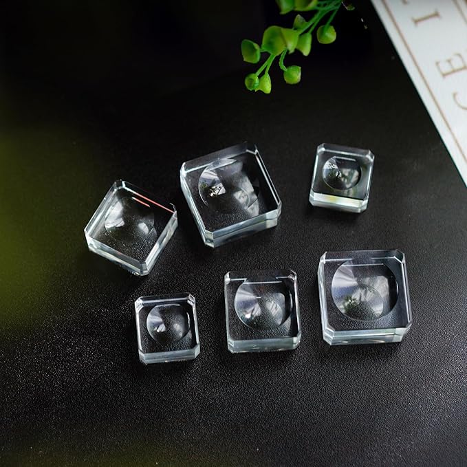 ZEERSHEE 6 Pack Square Crystal Display Bases for 3D Laser Balls 6pcs Glass Stands for Crystals Resin Acrylic Art Home Decoration