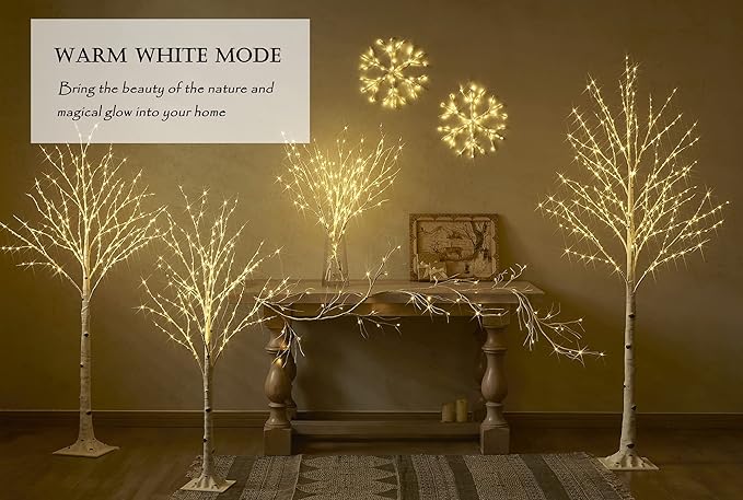 LITBLOOM Lighted Birch Twig Branches Plug in with 8 Function150 Multi Color and Warm White Fairy Lights 30IN for Christmas Holiday Home Decoration Indoor Outdoor