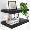 Heimlove 24 x 12 Inch Deep Floating Shelves Wall Mounted with Invisible Brackets,Storage Hanging Shelf for Wall Decor in Bathroom, Bedroom, Toilet, Kitchen, Living Room, Office Set of 2 (Black)