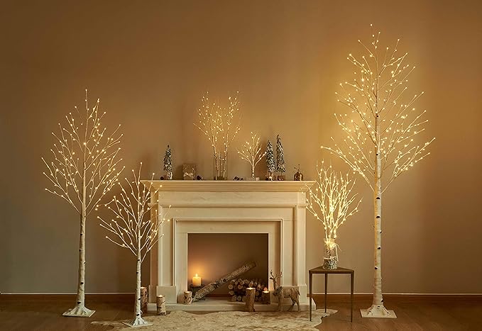 Hairui Lighted Artificial Twig Birch Tree Branch with Fairy Lights 32in 150 LED Plug in Lighted Willow Branch for Christmas Wedding Party Decoration 2 Sets (Vase Excluded)