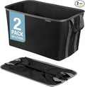 CleverMade Collapsible Laundry Basket Hamper - Black 2-Pack 60L - Space Saving Storage Organizer with Handles Foldable Home Organization