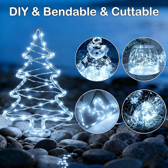ZNYCYE 10 Pack Fairy Lights Battery Operated，10ft 30 LED String Lights 8 Modes with Timer Waterproof Fairy Lights for DIY Wedding Party Bedroom Mason Jars Christmas Decorations (Cool White)