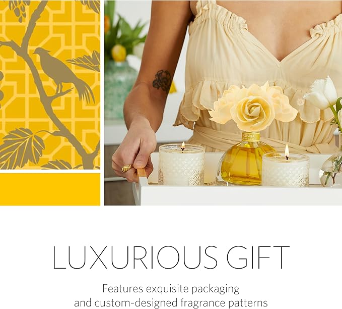 AGRARIA AirEssence Flower and Reed Diffuser Set, Handmade Sola Flower Botanical Home Fragrance Set, Scented Oil Reed Diffuser Gift for All Occasions