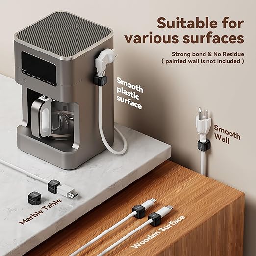 10 Pack Rotatable Cord Organizer,Spring Cable Clips Desk Cable Management Cord Holder Adhesive Phone Charger Cord Clips for Home Office Car Wall Nightstand Accessories Black