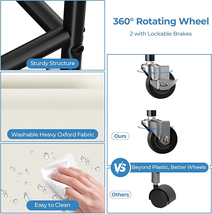 GRANNY SAYS 80L Slim Laundry Hamper with Wheels, Fabric Rolling Laundry Basket, Narrow Clothes Organizer, Tall Hamper for Closet, Laundry Room, Bathroom, Beige