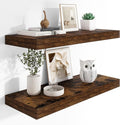 Heimlove 12" Deep Floating Shelves, 36 x 12 Inch Wall Mounted Long Floating Shelf with Invisible Brackets, for Home Decor, Bedroom, Kitchen, Living Room, Bathroom - 2 Pack, Rustic Brown