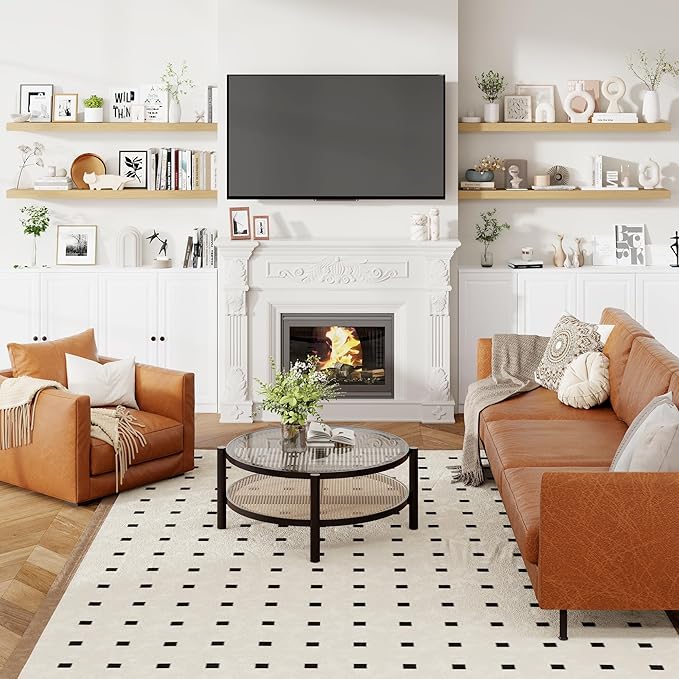 Heimlove 55 Inch Floating Shelves for Wall 8 Inch Deep Oak Shelves Set of 2,Wall Mounted Rustic Wood Long Floating Shelf，Large Extra Display & Storage Shelf with Invisible Brackets