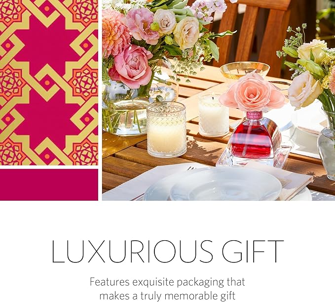 AGRARIA AirEssence Flower and Reed Diffuser Set, Handmade Sola Flower Botanical Home Fragrance Set, Scented Oil Reed Diffuser Gift for All Occasions