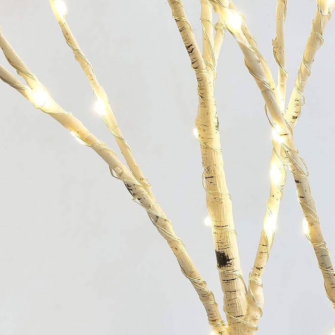 LITBLOOM Lighted Birch Twig Branches Plug in with 8 Function150 Multi Color and Warm White Fairy Lights 30IN for Christmas Holiday Home Decoration Indoor Outdoor