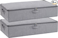 Under Bed Storage Containers, 23.6 x 11.8 x 5.9 Inch Collapsible Clothes Organizers With Handles, Storage Bins With Lids, Grey, 2 Pack
