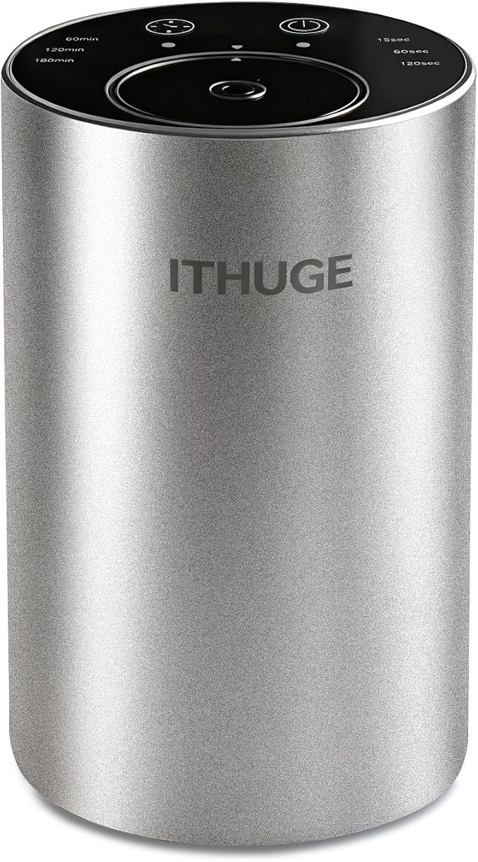 Aluminum Waterless Essential Oil Diffuser, Portable Aromatherapy Diffuser with 20mL Empty Bottle, Battery Operated Mini Scent Diffuser,3 Mist Levels & Timers, Leak-Free, for Home, Car, Office(E200S)